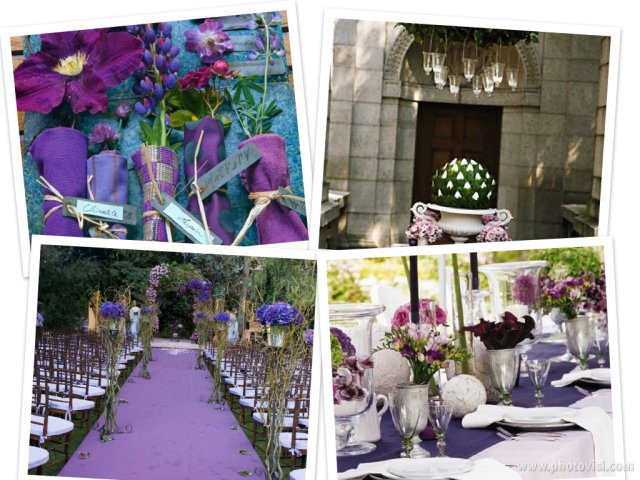Silvers and greens are the perfect back drop colors for a purple wedding